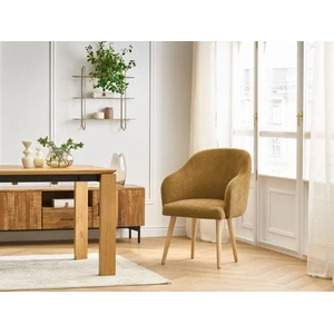 Chaise SOPHIE tissu texturé et pieds scandinaves bois jaune BOBOCHIC pas cher