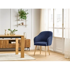 Bobochic - Chaise sophie tissu texturé et pieds scandinaves bois Bleu foncé pas cher