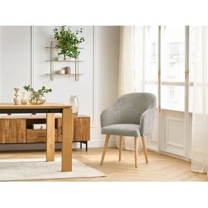 Chaise SOPHIE tissu texturé et pieds scandinaves bois beige BOBOCHIC pas cher