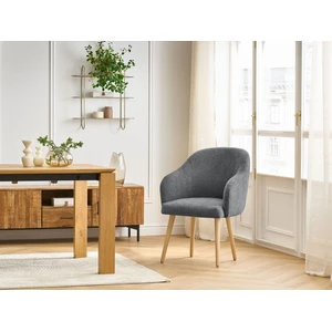 Chaise SOPHIE tissu texturé et pieds scandinaves bois gris foncé   BOBOCHIC pas cher