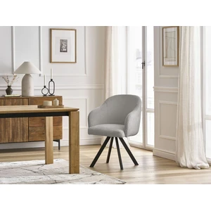 Chaise SOPHIE tissu bouclette et pieds étoile Gris clair   BOBOCHIC TU pas cher