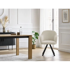 Lot de chaises SOPHIE tissu velours côtelé et pieds étoile beige et gris clair BOBOCHIC pas cher