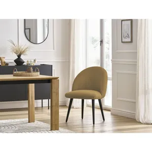 Chaise LALIE tissu velours côtelé et pieds scandinaves noirs Bobochic pas cher
