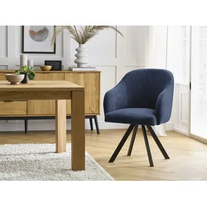 Lot de chaises SOPHIE tissu texturé et pieds étoile bleu foncé BOBOCHIC pas cher