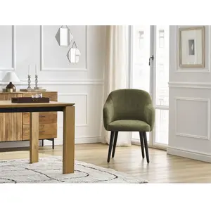 Chaise SOPHIE tissu texturé et pieds scandinaves noirs vert   BOBOCHIC pas cher