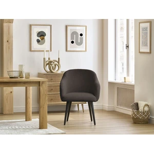 BOBOCHIC Lot de chaises SOPHIE tissu bouclette et pieds scandinaves noirs marro... pas cher