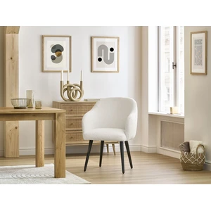 Comparateur de prix : Lot de chaises SOPHIE tissu bouclette et pieds scandinaves noirs blanc...