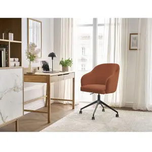 Comparateur de prix : Chaise de bureau SOPHIE tissu bouclette et pietement à roulettes avec hauteur ajustable orange   BOBOCHIC
