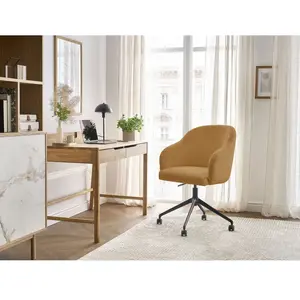 Comparateur de prix : Chaise de bureau SOPHIE tissu bouclette et pietement à roulettes avec hauteur ajustable jaune   BOBOCHIC