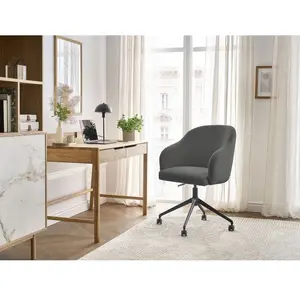 Comparateur de prix : Chaise de bureau SOPHIE tissu bouclette et pietement à roulettes avec hauteur ajustable gris foncé   BOBOCHIC