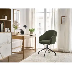 Comparateur de prix : Chaise de bureau SOPHIE tissu velours côtelé et pietement à roulettes avec hauteur ajustable vert clair   BOBOCHIC