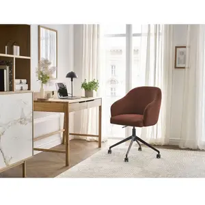 Comparateur de prix : Chaise de bureau SOPHIE tissu velours côtelé et pietement à roulettes avec hauteur ajustable orange   BOBOCHIC