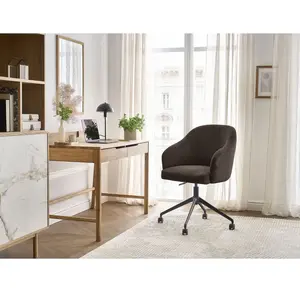Comparateur de prix : Chaise de bureau SOPHIE tissu velours côtelé et pietement à roulettes avec hauteur ajustable marron   BOBOCHIC
