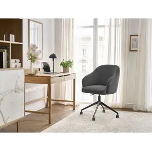 Chaise de bureau SOPHIE tissu velours côtelé et pietement à roulettes avec hauteur ajustable gris foncé BOBOCHIC pas cher