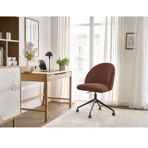 Comparateur de prix : Chaise de bureau LALIE tissu velours côtelé et pietement à roulettes avec hauteur ajustable orange   BOBOCHIC
