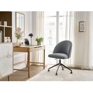 Chaise de bureau LALIE tissu texturé et pietement à roulettes avec hauteur ajustable gris foncé BOBOCHIC pas cher