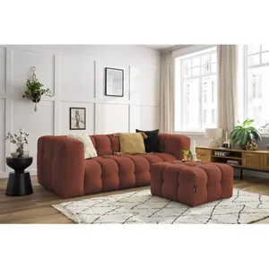 Bobochic canapé droit fixe 3 places cloud avec pouf orange CLOUD pas cher