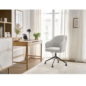 Chaise de bureau SOPHIE tissu chiné et pietement à roulettes avec hauteur ajustable gris clair BOBOCHIC pas cher