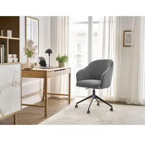 Comparateur de prix : Chaise de bureau SOPHIE tissu chiné et pietement à roulettes avec hauteur ajustable gris foncé BOBOCHIC