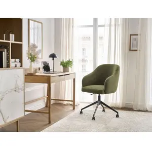 Chaise de bureau SOPHIE tissu texturé et pietement à roulettes avec hauteur ajustable vert BOBOCHIC pas cher