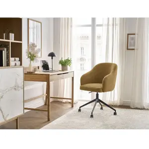 Chaise de bureau SOPHIE tissu texturé et pietement à roulettes avec hauteur ajustable jaune BOBOCHIC pas cher