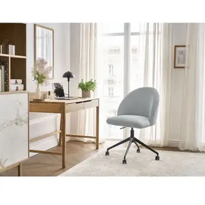Comparateur de prix : Chaise de bureau LALIE tissu velours côtelé et pietement à roulettes avec hauteur ajustable gris clair BOBOCHIC