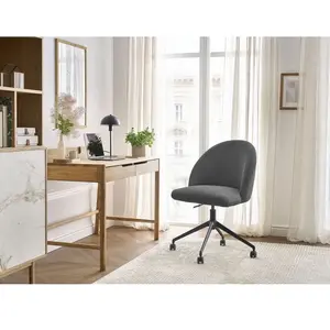 Comparateur de prix : Chaise de bureau LALIE tissu velours côtelé et pietement à roulettes avec hauteur ajustable gris foncé BOBOCHIC