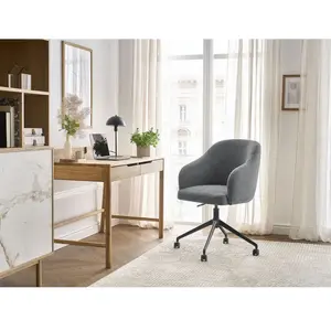 Chaise de bureau SOPHIE tissu texturé et pietement à roulettes avec hauteur ajustable gris foncé BOBOCHIC pas cher