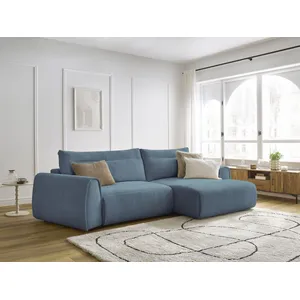 Canapé d'angle incurvé fixe ADEN Bleu clair  Angle droit BOBOCHIC TU pas cher