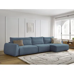 Canapé grand angle incurvé fixe ADEN Bleu clair  Angle droit BOBOCHIC TU pas cher