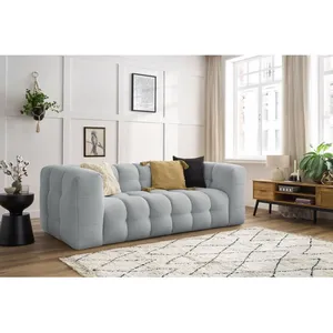 Bobochic - Canapé droit fixe Canapé droit fixe 3 places cloud Gris clair pas cher