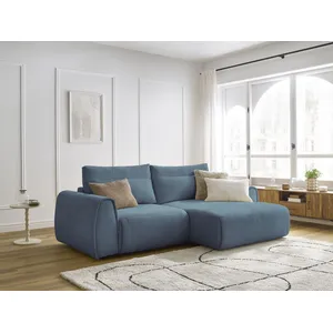 Canapé d'angle fixe compact ADEN Bleu clair Angle droit BOBOCHIC TU pas cher
