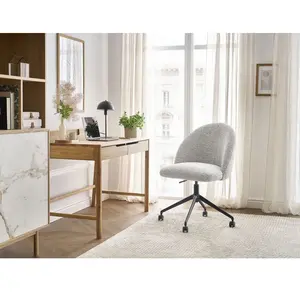 Comparateur de prix : Chaise de bureau LALIE tissu chiné et pietement à roulettes avec hauteur ajustable gris clair   BOBOCHIC
