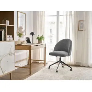 Chaise de bureau LALIE tissu chiné et pietement à roulettes avec hauteur ajustable gris foncé BOBOCHIC pas cher