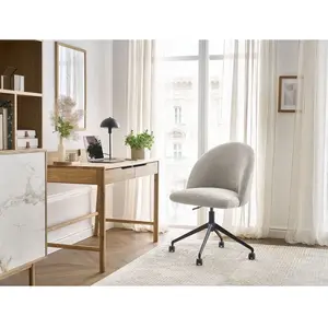 Comparateur de prix : Chaise de bureau LALIE tissu texturé et pietement à roulettes avec hauteur ajustable beige   BOBOCHIC