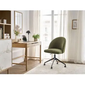 Chaise de bureau LALIE tissu texturé et pietement à roulettes avec hauteur ajustable vert BOBOCHIC pas cher