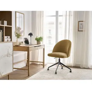 Chaise de bureau LALIE tissu texturé et pietement à roulettes avec hauteur ajustable jaune BOBOCHIC pas cher
