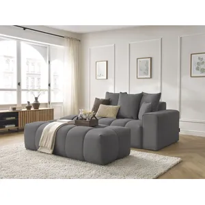 Canapé droit fixe MONT-BLANC tissu chiné avec pouf Bobochic pas cher