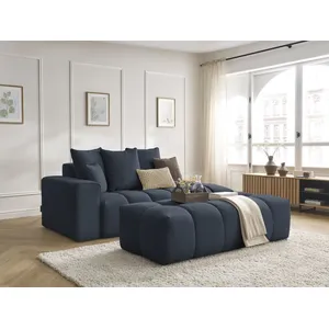Canapé droit fixe MONT-BLANC tissu chiné avec pouf Bobochic pas cher