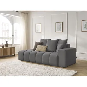 Canapé droit fixe MONT-BLANC tissu chiné Gris foncé Accoudoir droit BOBOCHIC TU pas cher