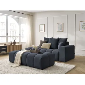 Canapé droit fixe MONT-BLANC velours avec pouf Bobochic pas cher