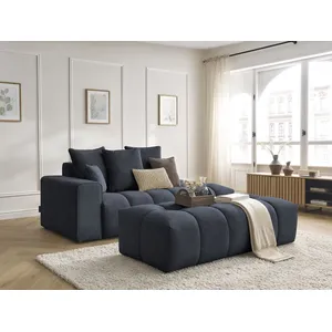 Canapé droit fixe MONT-BLANC velours avec pouf Bobochic pas cher