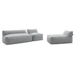 BOBOCHIC Canapé de jardin modulable RIVIERA tissu chiné avec 1 chauffe...