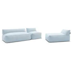 Canapé de jardin modulable RIVIERA tissu chiné avec 1 chauffeuse 1 pla...