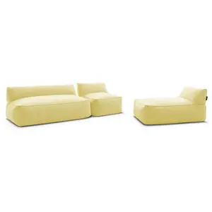 Canapé de jardin modulable RIVIERA tissu chiné avec 1 chauffeuse 1 pla...