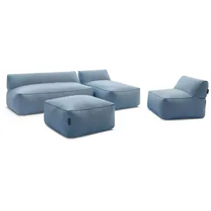 Canapé de jardin modulable RIVIERA tissu chiné avec 1 chauffeuse 1 pla...