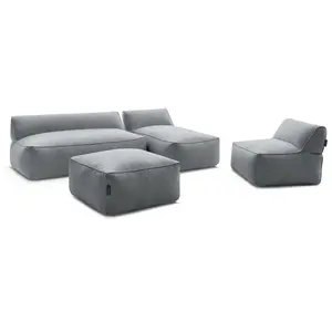 BOBOCHIC Canapé de jardin modulable RIVIERA tissu chiné avec 1 chauffe...