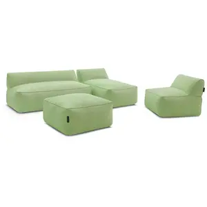 Canapé de jardin modulable RIVIERA tissu chiné avec 1 chauffeuse 1 pla...