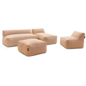 Canapé de jardin modulable RIVIERA tissu chiné avec 1 chauffeuse 1 pla...