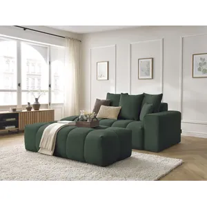 Canapé droit fixe MONT-BLANC tissu chiné avec pouf Bobochic pas cher